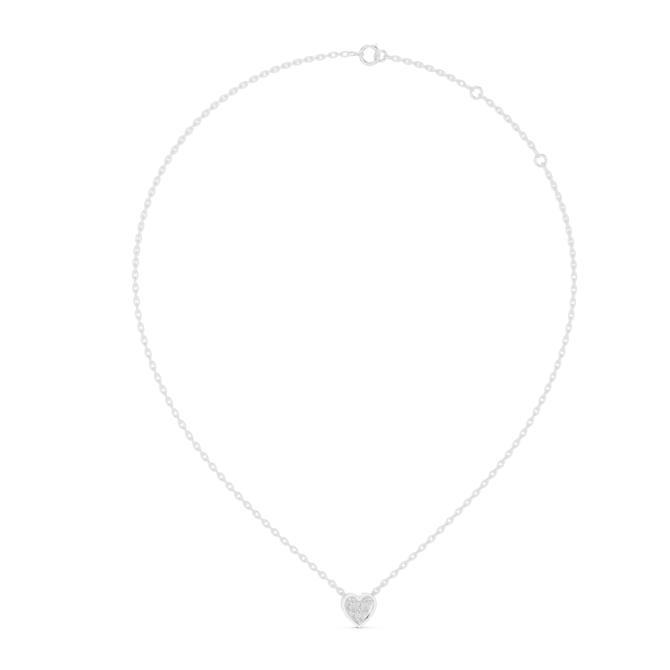 925 Sterling Silver Pave Heart Pendant Necklace