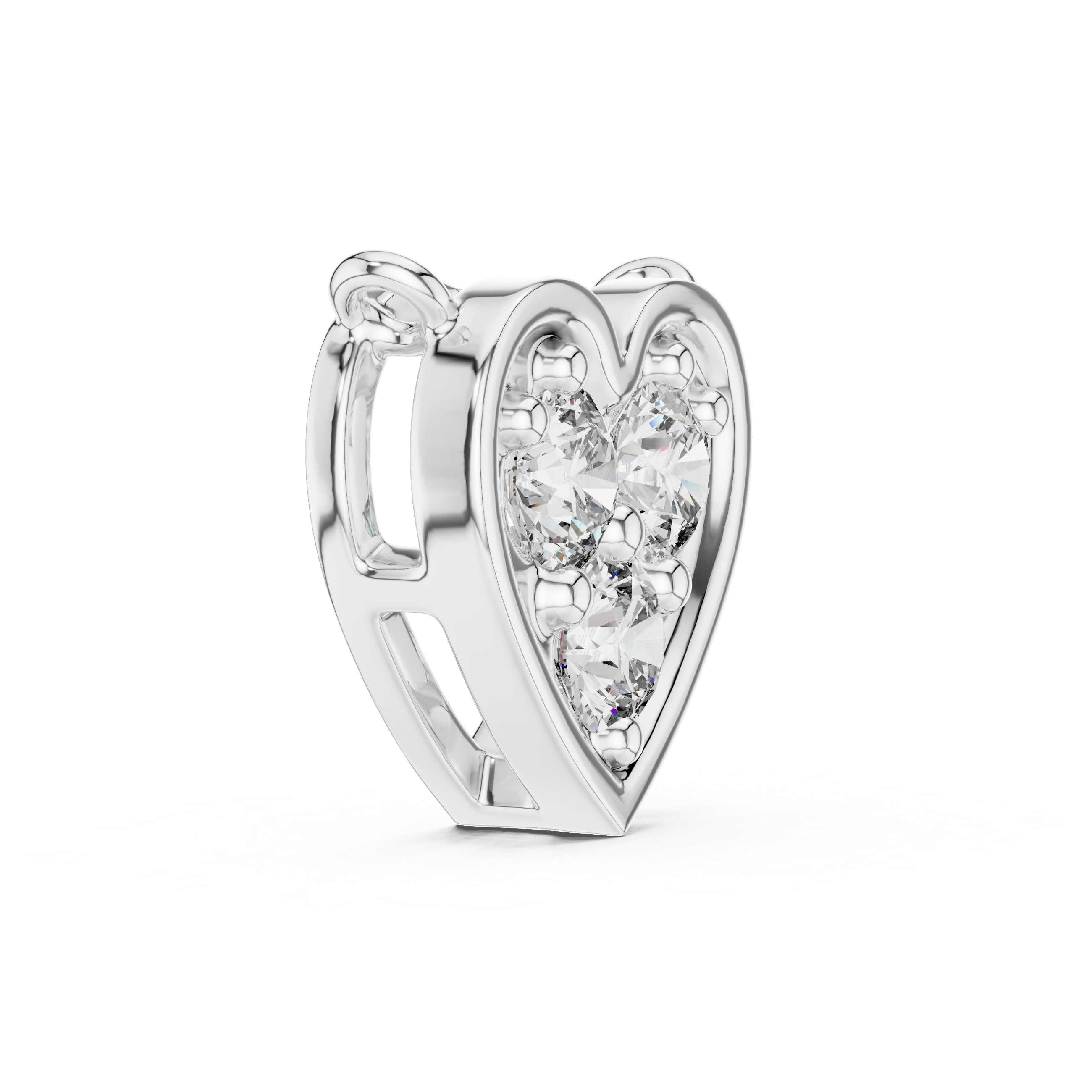 925 Sterling Silver Pave Heart Pendant Necklace